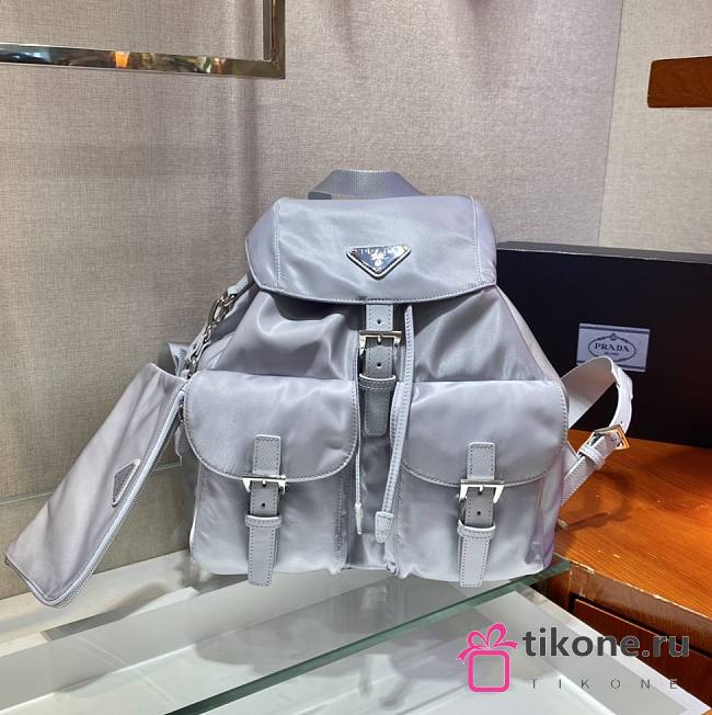 Prada Re-Nylon Medium Backpack With Pouch Gray - 30x32x15cm - 1