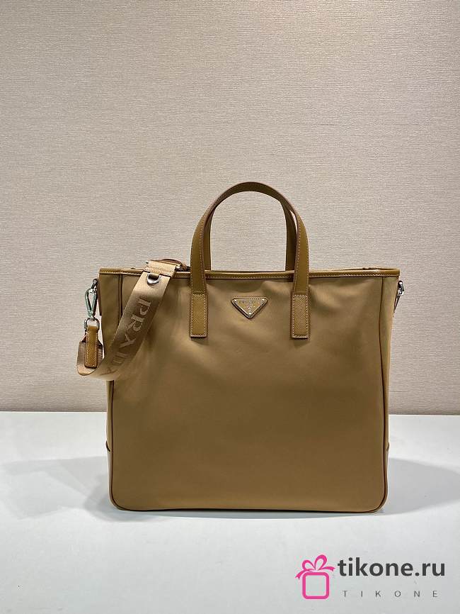 Prada Re-Nylon and Saffiano Leather Tote Bag Brown - 36x34x10cm - 1