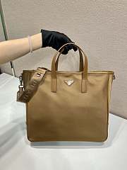 Prada Re-Nylon and Saffiano Leather Tote Bag Brown - 36x34x10cm - 3