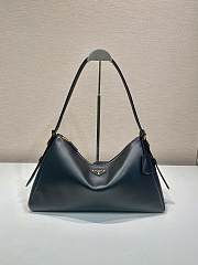 Prada Aimée Large Leather Shoulder Bag Black - 39x23x12cm - 1