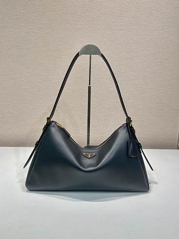 Prada Aimée Large Leather Shoulder Bag Black - 39x23x12cm