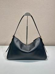 Prada Aimée Large Leather Shoulder Bag Black - 39x23x12cm - 6