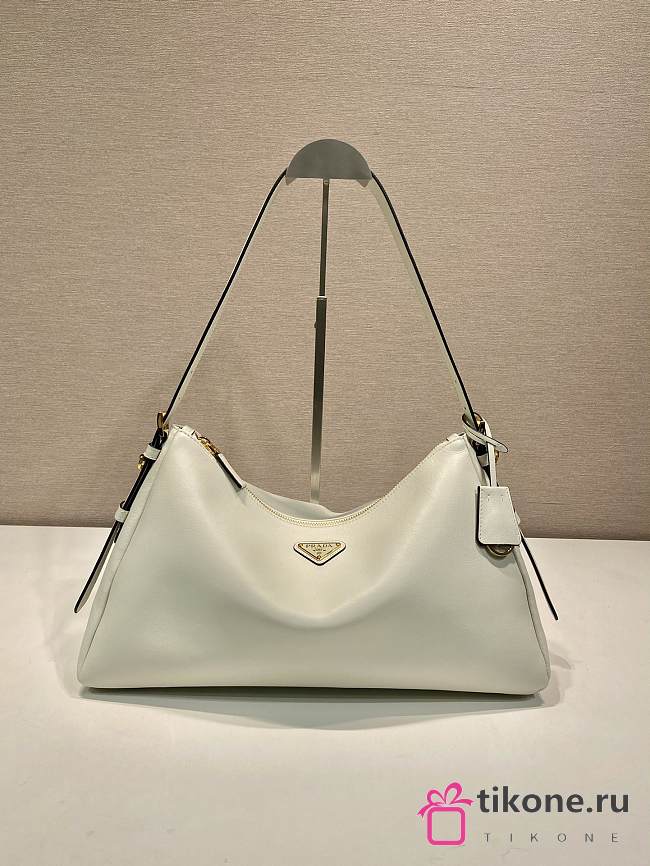 Prada Aimée Large Leather Shoulder Bag White - 39x23x12cm - 1