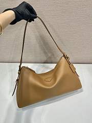 Prada Aimée Large Leather Shoulder Bag Brown - 39x23x12cm - 5