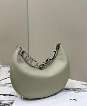 Fendi Vitello Grace Matte Metal Handle Medium Fendigraphy Hobo Bag Green - 36x30x11cm - 3