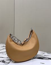 Fendi Vitello Grace Matte Metal Handle Medium Fendigraphy Hobo Bag Brown - 36x30x11cm - 3