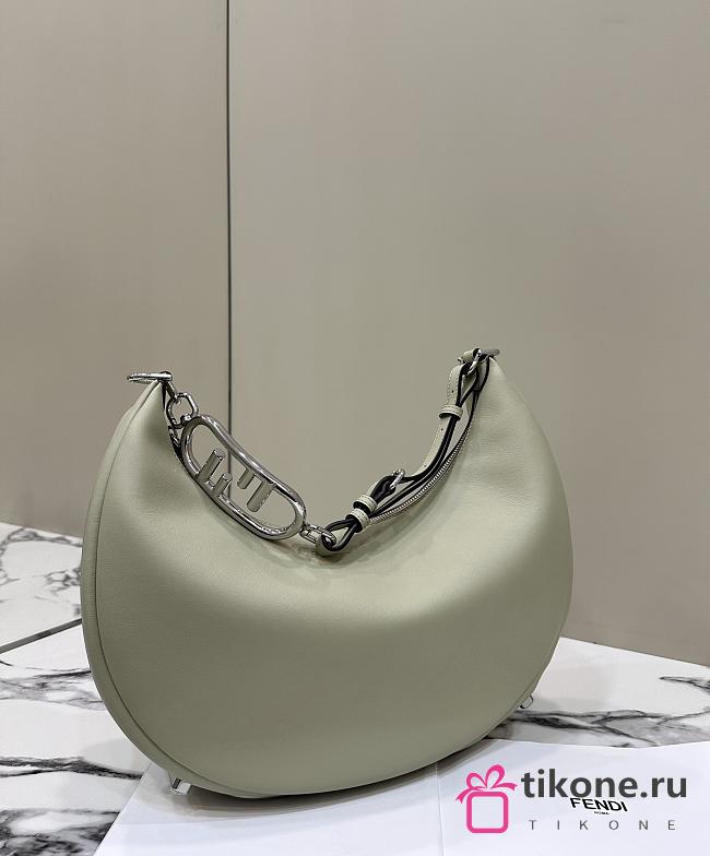 Fendi Vitello Grace Matte Metal Handle Medium Fendigraphy Hobo Bag Green - 36x30x11cm - 1