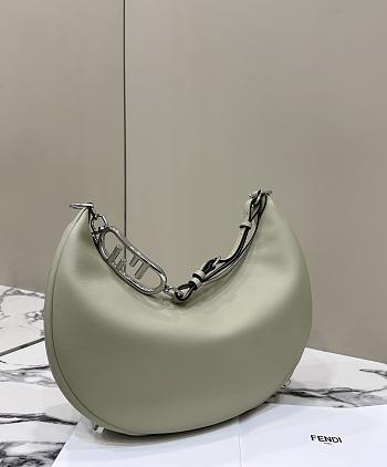 Fendi Vitello Grace Matte Metal Handle Medium Fendigraphy Hobo Bag Green - 36x30x11cm