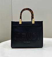 Fendi Sunshine Small Black Leather Shopper - 25.5x12x22.5cm - 1