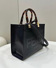 Fendi Sunshine Small Black Leather Shopper - 25.5x12x22.5cm - 5