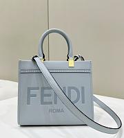 Fendi Sunshine Small Blue Leather Shopper - 25.5x12x22.5cm - 1