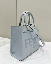 Fendi Sunshine Small Blue Leather Shopper - 25.5x12x22.5cm - 4