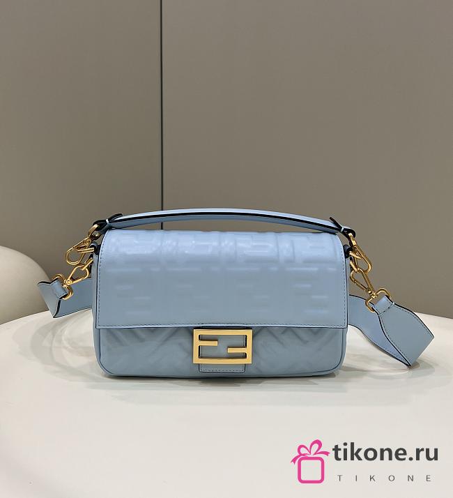 Baguette Light Blue Nappa Leather Bag - 27x15x6cm - 1