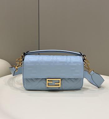 Baguette Light Blue Nappa Leather Bag - 27x15x6cm