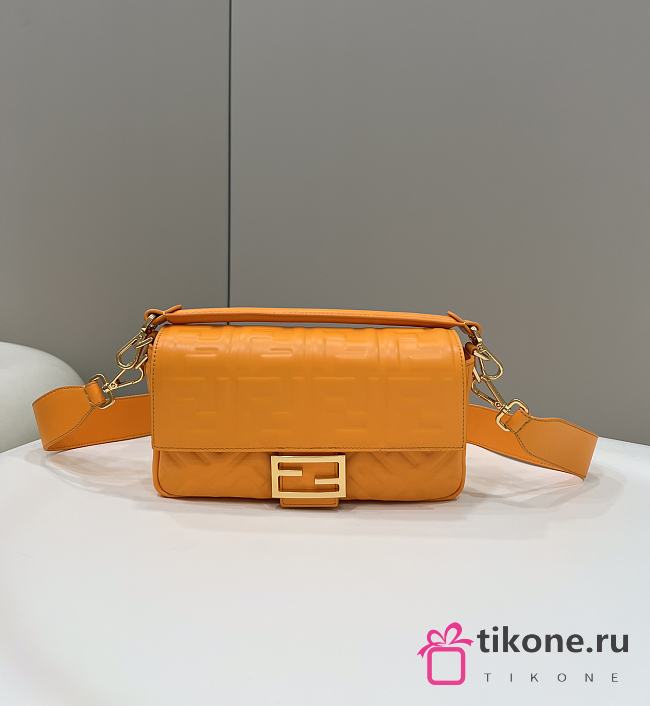 Fendi Baguette Light Orange Nappa Leather Bag - 27x15x6cm - 1