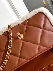 Chanel Flap Bag Shearling Lambskin & Gold-Tone Metal Beige & Brown - 16×23.5×7.5cm - 5