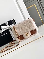 Chanel Mini Flap Bag Shearling Lambskin & Gold-Tone Metal Beige & Brown - 12×18×6cm - 1