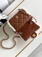 Chanel Mini Flap Bag Shearling Lambskin & Gold-Tone Metal Beige & Brown - 12×18×6cm - 4