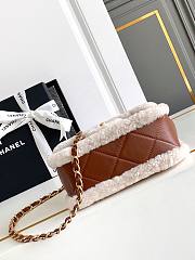 Chanel Mini Flap Bag Shearling Lambskin & Gold-Tone Metal Beige & Brown - 12×18×6cm - 5