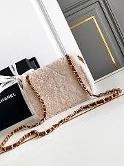 Chanel Mini Flap Bag Shearling Lambskin & Gold-Tone Metal Beige & Brown - 12×18×6cm - 6