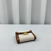 Celine Small Flap Wallet Triomphe In Textile And Calfskin Natural/ Brown - 10.5x8.5x4cm - 2