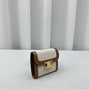 Celine Small Flap Wallet Triomphe In Textile And Calfskin Natural/ Brown - 10.5x8.5x4cm - 3