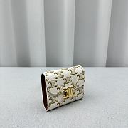 Celine Small Flap Wallet Triomphe In Triomphe Canvas White/ Tan - 10.5x8.5x4cm - 4