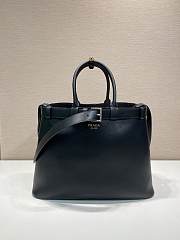 Prada Buckle Large Leather Handbag With Belt Black - 27.5x37.5x14cm - 1