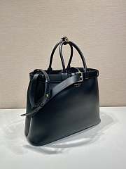 Prada Buckle Large Leather Handbag With Belt Black - 27.5x37.5x14cm - 5