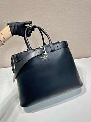 Prada Buckle Large Leather Handbag With Belt Black - 27.5x37.5x14cm - 2