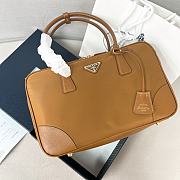 Prada Re Edition 1978 Large Re Nylon And Saffiano Leather Two Handle Bag Brown- 35x21x10cm - 1