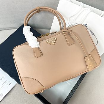 Prada Re Edition 1978 Large Re Nylon And Saffiano Leather Two Handle Bag Beige - 35x21x10cm