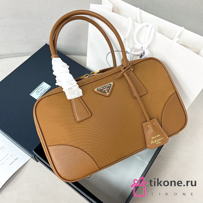 Prada Re Edition 1978 Medium Re Nylon And Saffiano Leather Two Handle Bag Brown - 30x17.5x9cm - 1