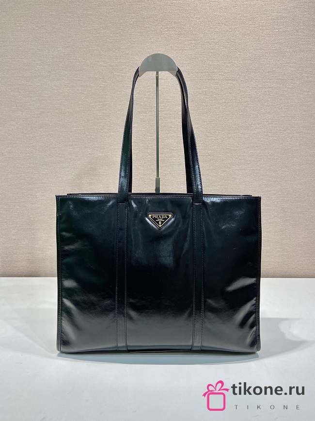 Prada Large Antique Nappa Leather Tote Black - 38x30x12cm - 1