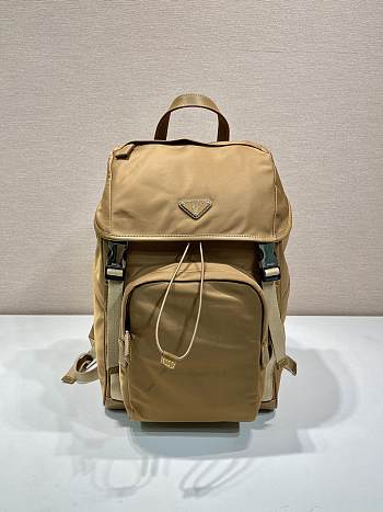 Prada Re-Nylon and Leather Backpack Brown - 45x27x15cm