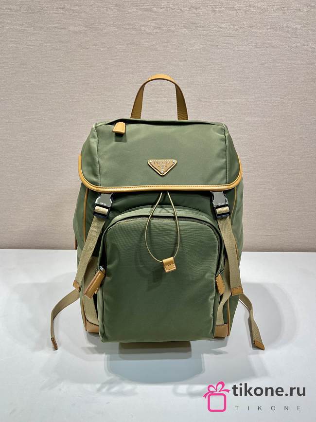 Prada Re-Nylon and Leather Backpack Green/ Brown - 45x27x15cm - 1