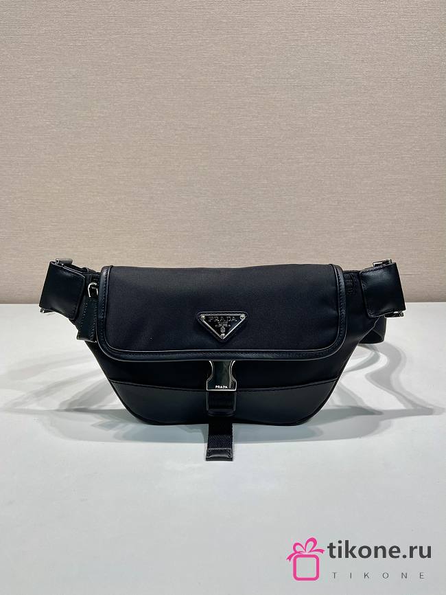 Prada Re-Nylon And Leather Shoulder Bag Black - 18x15x5cm - 1