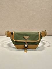 Prada Re-Nylon And Leather Shoulder Bag Green/ Brown - 18x15x5cm - 1