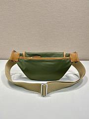 Prada Re-Nylon And Leather Shoulder Bag Green/ Brown - 18x15x5cm - 2