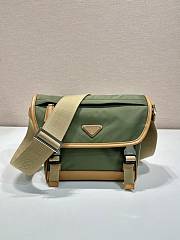 Prada Re-Nylon And Leather Shoulder Bag Green/ Brown - 20x18x10cm - 1