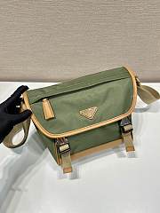 Prada Re-Nylon And Leather Shoulder Bag Green/ Brown - 20x18x10cm - 3