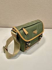 Prada Re-Nylon And Leather Shoulder Bag Green/ Brown - 20x18x10cm - 2