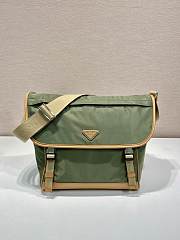 Prada Re-Nylon And Leather Shoulder Bag Green/ Brown - 30x28.5x14.5cm - 1