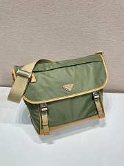 Prada Re-Nylon And Leather Shoulder Bag Green/ Brown - 30x28.5x14.5cm - 4