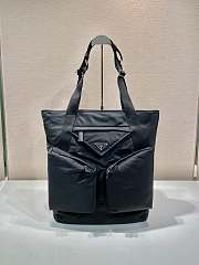 Prada Re-Nylon And Leather Tote Bag Black - 42.5x31.5x16cm - 1