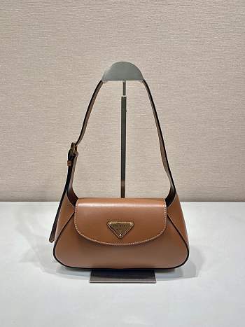 Prada Small Leather Shoulder Bag Brown - 25x12x5.5cm