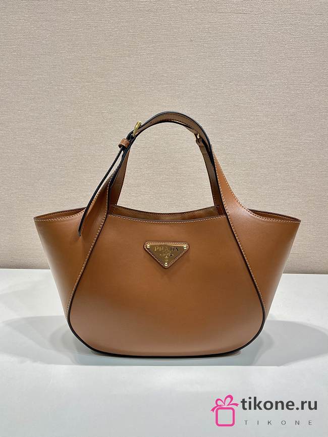 Prada Prada Medium Leather Tote Bag Brown - 28x20.5x7.5cm - 1