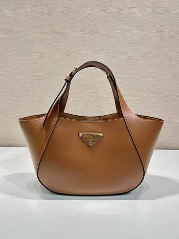 Prada Prada Medium Leather Tote Bag Brown - 28x20.5x7.5cm