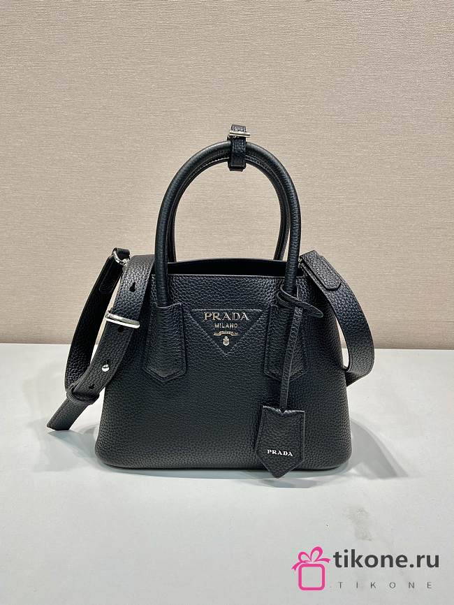 Prada Double Saffiano Leather Mini Bag Black - 25x18.5x12.5cm - 1