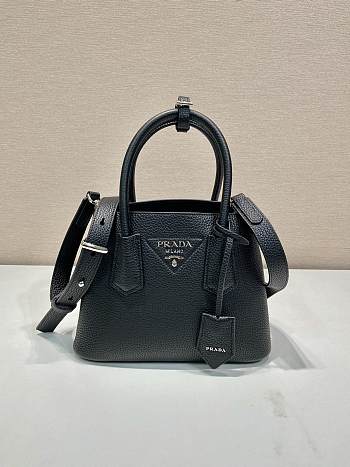 Prada Double Saffiano Leather Mini Bag Black - 25x18.5x12.5cm